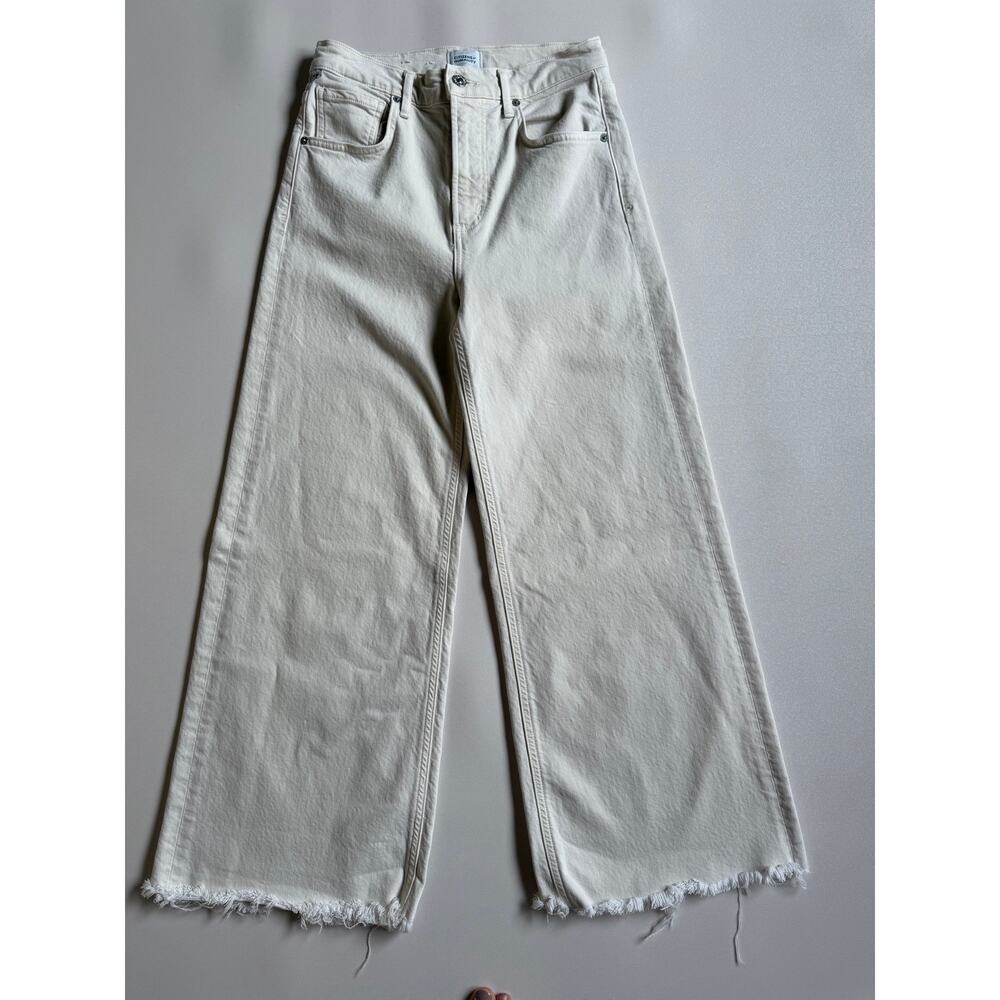 Citizens of Humanity Women's Cream Lyra High Rise Wide Leg Crop Jeans Size 27 - Picture 2 of 16